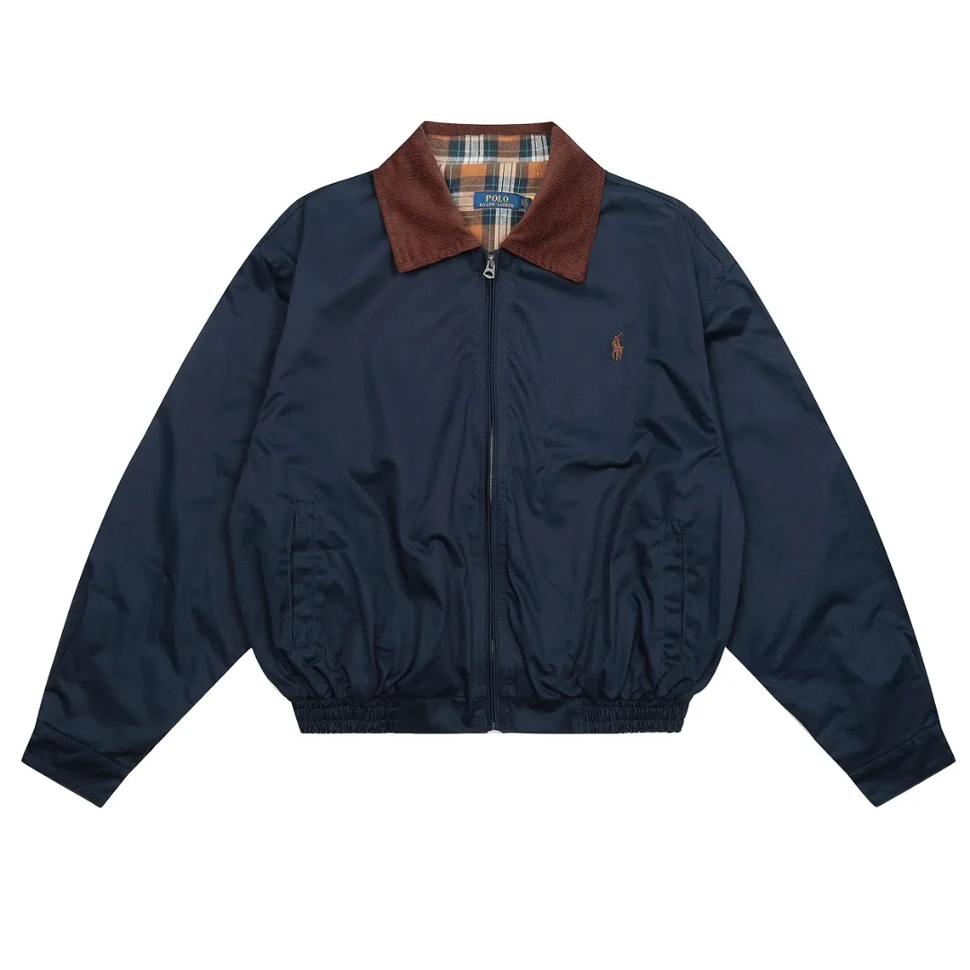 🅿️340 "Top quality" Style number: 8099# [Ralph Lauren corduroy color-blocked lapel American retro jacket] ✅Ralph Lauren American retro classic contrasting color corduroy lapel jacket ✅Pure cotton washed fabric Fabric texture version YYDS~ ✅Fashionable and casual commuting travel Simple style is classic ✅Simple and easy to match ootd essential style Versatile style Size: S-XL Color: Navy blue, matcha light green, Klein blue, retro gray green